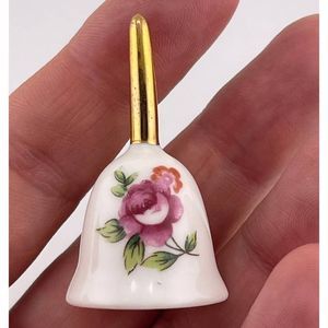 Vintage Bone China Japan Floral White And Gold Tone Bell‎